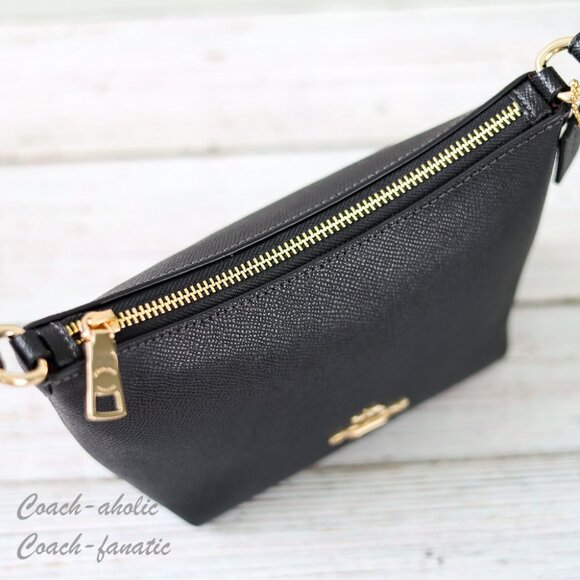 NWT Coach CW336 Zip Top Crossbody Bag in Crossgrain Leather Black - Picture 7 of 9